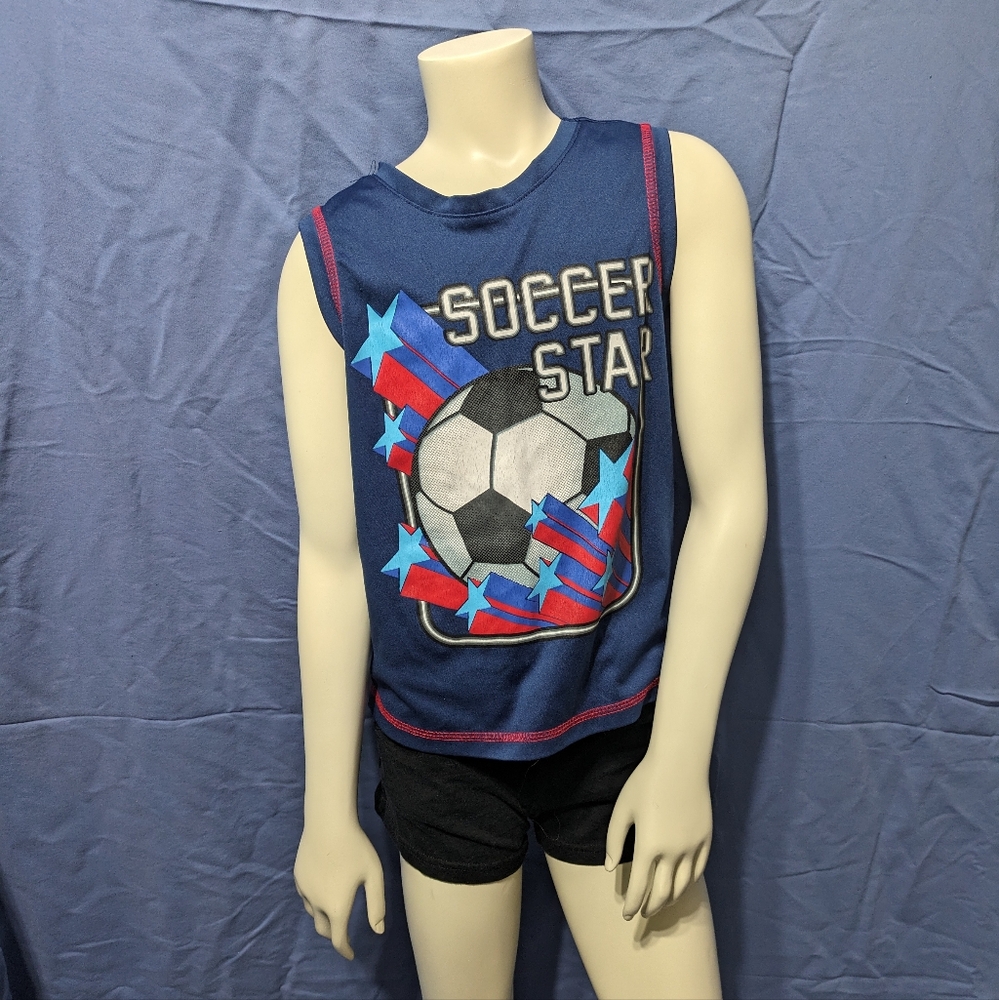 Kids Soccer Star Sleeveless Shirt - Blue